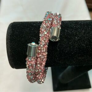 Elegant Pink Foil Crystal End Coil Bracelet